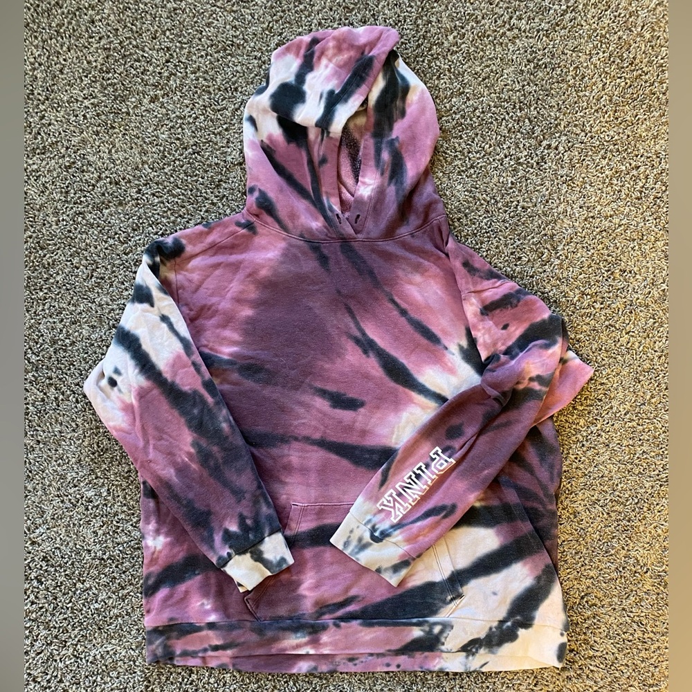 Victoria’s Secret PINK purple pink tie dye hooded sweatshirt oversized XL